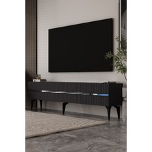 Dekortis Home Dekor 180DHDTS5AG Tedy 3 Kapaklı Pleksi Lazer Desen Tv Sehpası Antrasit-Gümüş