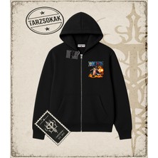 Tarzsokak One Piece Anime Karakterleri  Oversize Unisex Hırka & Çeket Fermuarlı Sweatshirt Beyaz