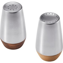 IKEA Aftonhaj Paslanmaz Çelik Kayın-Ceviz 8,5 cm Tuzluk-Karabiberlik