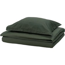IKEA Luktvıcker Koyu Yeşil 150X200/50X60 cm Tek Kişilik Nevresim Seti