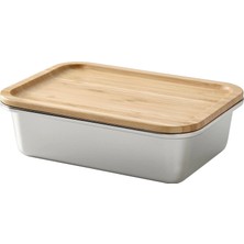 Ikea 365+ Paslanmaz Çelik-Bambu 1 Lt Kapaklı Çelik Saklama Kabı