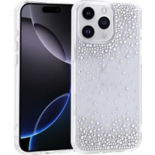 iPhone 16 Pro Max Kılıf Kamera Yükseltili Simli Damla Taşlı Silikon Vintrend