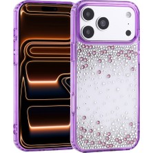 iPhone 17 Pro Kılıf Kamera Yükseltili Simli Damla Taşlı Silikon Vintrend