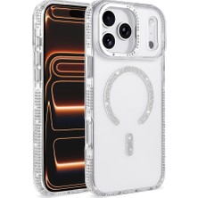 iPhone 17 Pro Max Kılıf Taşlı Simli Magsafe Kamera Yükseltili Silikon Vintrend