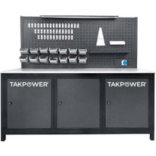 Takpower 2 Metre Takım Tezgahı 3 Dolaplı Antresit