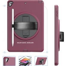 Bezos iPad 10.2 (7.nesil) Kılıf Hand Strap Tablet Kılıfı - Mürdüm