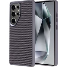 Galaxy S25 Ultra Kılıf Magsafe Karbon Fiber Görünümlü Metal Kamera Yükseltili Silikon Vintrend