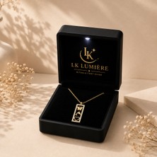LK Lumiere 925 Ayar Gümüş Kolye Işıklı Özel Kutusunda - Altın Zirkon Taşlı Kelebek, Yunus, Kalp