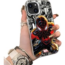 HONTINGA iPhone 14 Plus ile Uyumlu Kılıf Silikon Kenar Sert Arka Kamera Koruyucu Basitlik Anti Düşme Kamera Korumalı Spiderman Desen Couple Telefon Kılıfı Kadın ve Erkek Için Uygundur K1-1900