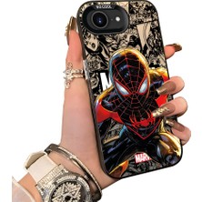 HONTINGA iPhone 16E ile Uyumlu Kılıf Silikon Kenar Sert Arka Kamera Koruyucu Basitlik Anti Düşme Kamera Korumalı Spiderman Desen Couple Telefon Kılıfı Kadın ve Erkek Için Uygundur K1-1900