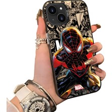 HONTINGA iPhone 15 Plus ile Uyumlu Kılıf Silikon Kenar Sert Arka Kamera Koruyucu Basitlik Anti Düşme Kamera Korumalı Spiderman Desen Couple Telefon Kılıfı Kadın ve Erkek Için Uygundur K1-1900