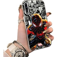 HONTINGA Samsung Galaxy A30S ile Uyumlu Kılıf Silikon Kenar Sert Arka Kamera Koruyucu Basitlik Anti Düşme Kamera Korumalı Spiderman Desen Couple Telefon Kılıfı Kadın ve Erkek Için Uygundur K1-1900