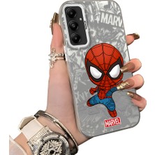 HONTINGA Samsung Galaxy M14 ile Uyumlu Kılıf Silikon Kenar Sert Arka Kamera Koruyucu Basitlik Anti Düşme Kamera Korumalı Spider Man Desen Couple Telefon Kılıfı Kadın ve Erkek Için Uygundur K1-1901