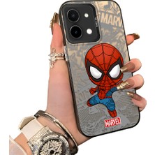 HONTINGA Vivo Y28 ile Uyumlu Kılıf Silikon Kenar Sert Arka Kamera Koruyucu Basitlik Anti Düşme Kamera Korumalı Spider Man Desen Couple Telefon Kılıfı Kadın ve Erkek Için Uygundur K1-1901