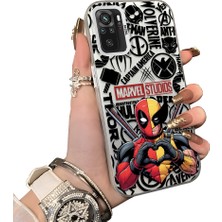 HONTINGA Xiaomi Redmi Note 10 ile Uyumlu Kılıf Silikon Kenar Sert Arka Kamera Koruyucu Basitlik Anti Düşme Kamera Korumalı Marvel Desen Couple Telefon Kılıfı Kadın ve Erkek Için Uygundur K1-1903
