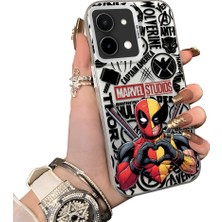 HONTINGA Vivo Y28 ile Uyumlu Kılıf Silikon Kenar Sert Arka Kamera Koruyucu Basitlik Anti Düşme Kamera Korumalı Marvel Desen Couple Telefon Kılıfı Kadın ve Erkek Için Uygundur K1-1903