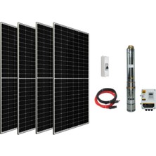 Entech Enerji 110 V Volt 1.6 Hp 1.3 Kw 1300 W Watt Dc Kademeli Dalgıç Solar Pompa 2200 Watt Güneş Paneli Solar Sulama Paket Sistem