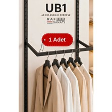 Raf Sanatı 1 Adet - Ub1 60 cm U Tipi Mağaza Askılığı – 30 cm Derinlik 40 Hatve - Konik Dikme Profil Uyumlu Elbise Askı Kolu Siyah
