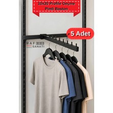 Raf Sanatı 5 Adet - Pimli Baston Ab-1 Uyumu - 10X30 Profile Geçme - Pimli Baston Askılık 35 cm Mağaza Raf Askılık Aparatı Siyah