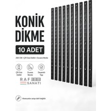 Raf Sanatı 10 Adet - Konik Dikme 200 cm Siyah – Çift Sıra Delikli Modüler Mağaza Raf Profili Direği