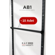 Raf Sanatı 10 Adet - Ab1 90 cm Askı Geçen Profil – 10X30 Aksesuar Ara Bağlantı 40 mm Hatve - Konik Dikme Uyumlu Raf Askı Aparatı Siyah