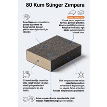 80 Kum Sünger Takoz Zımpara 100X75X25 mm - Esnek Blok Hassas Yüzey, Leke/pas Çıkarma ve Boya Öncesi Zımparası