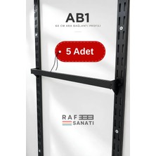 Raf Sanatı 5 Adet - Ab1 60 cm Ara Bağlantı Profili – 10X30 Profil 40 mm Hatve - Konik Dikme Uyumlu Mağaza Raf Askı Aparatı Siyah