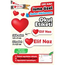 Msticker 190 Adet Kişiye Özel Okul Etiketi Isimli Kalem Defter Suluk Etiket Suya Dayanıklı Etiket Kalpli