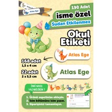 Msticker 190 Adet Kişiye Özel Okul Etiketi Isimli Kalem Defter Suluk Etiket Suya Dayanıklı Etiket Dinazorlar