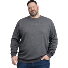 Battal Moda Erkek Büyük Beden Füme Bisiklet Yaka Triko Kazak 5xl-6xl-7xl-8x