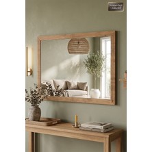 Montesev Antik Ahşap Yatay Dekoratif Ayna Dresuar Boy Koridor Konsol Aynası Banyo Oda Lavabo Wc Mutfak Makyaj Aynası (90X68 Cm)