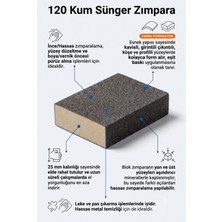120 Kum Sünger Takoz Zımpara 100X75X25 mm - Esnek Blok Hassas Yüzey, Leke/pas Çıkarma ve Boya Öncesi Zımparası