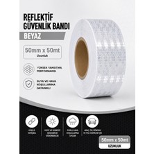 SLC Marketim SLCMarketim Bal Petekli Reflektif Bant Beyaz 50MM x 50M Kendinden Yapışkanlı Reflektör Şerit Uyarı Bandı