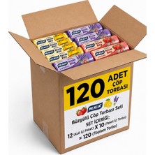 120 Adet Kokulu Büzgülü Büyük Boy Çöp Torbası 12X10