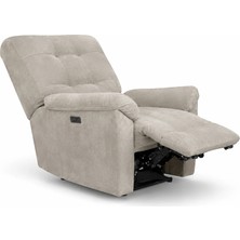 Smarto Relax Porto Comfort Elektrikli Döner Sallanan Masajlı TV Koltuğu Kontrol Panelli Ergonomik Polyester Baba Koltuğu - Ekru