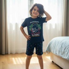 Bonbon Çocuk Summer Baskılı Lacivert Renk 2'li Takım CB1061
