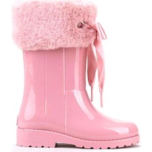 Çocuklar İçin Igor Campera Charol Soft Rose Kürklü Yağmur Çizmesi Hafif ve Esnek PVC Taban