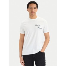 Calvin Klein Jeans Beyaz Erkek Classic Fit Baskılı T-Shirt LV04RG804GYAF Ss 30S Eu Calvın Kle