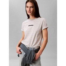Calvin Klein Jeans Gri Kadın Bisiklet Yaka Baskılı T-Shirt LV047G812G21L