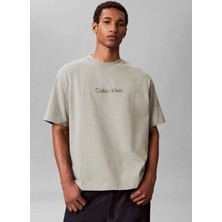 Calvin Klein Taş Erkek Bisiklet Yaka T-Shirt LV040HM228PEZ_SS Rlxd 16S Std Logo