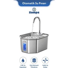 Zampa Altıgen Paslanmaz Çelik Otomatik Kedi Su Pınarı 2.8 Litre