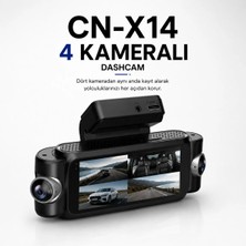 Cenova CN-X14 4K Araç Kamerası | 4 Kanallı Kayıt | Wi-Fi ve Gps Destekli | Dokunmatik IPS Ekran | 512 GB Destekli