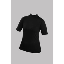 Hürrem Bone Siyah Body Balıkçı Yaka Viskon Yarım Kollu 1028_01