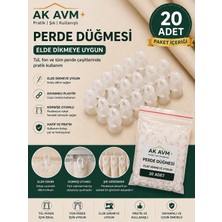 Ak Avm Perde Düğmesi Elde Dikmeye Uygun Korniş Uyumlu Tül Fon Perde Aksesuarı 20 Adet