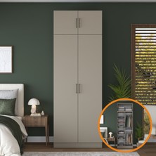 Rani Mobilya Rani BA321 Gardırop 2 Kapaklı 6 Raflı 2 Askılı Elbise Dolabı Kumtaşı