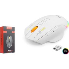 Good Mkespn W601W Tri Mode Rgb Gaming Mouse 12800 Dpı 7 Tuş Makro 1000Hz Beyaz