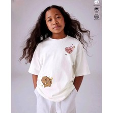 Lily Cokrem Good Luck Capybara Baskılı Pamuklu Oversize Unisex Çocuk Tişörtü