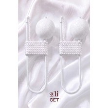 Mefaks Tekstil 2'li Set Crinkle Model Hayalet Kol Bağı Kırışık Dokulu Perde Bağı Kordonu Perde Tutucu Aksesuarı