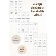 Suya Dayanıklı 48 Adet Baharatlık ve Kavanoz Etiketi - Sticker