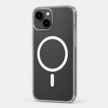 Mi7a Kristal Sararmaz Şeffaf Manyetik Halkalı iPhone 14 Uyumlu Telefon Kılıfı